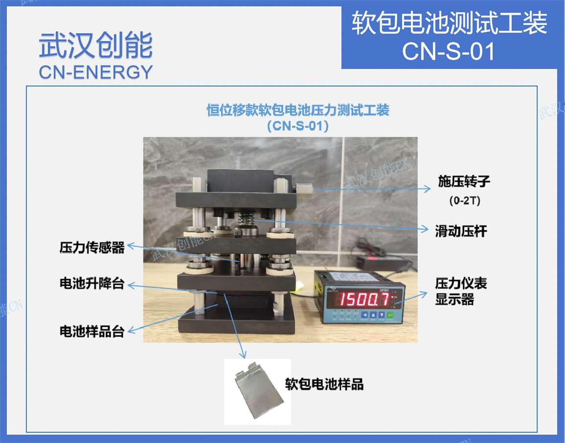 恒位移款軟包電(diàn)池壓力測試工(gōng)裝(zhuāng) CN-S-01